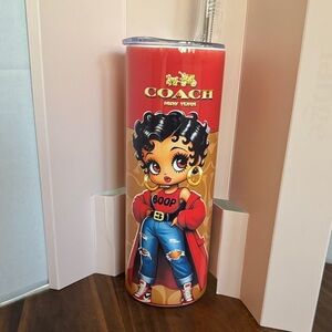 Betty Boop Skinny Red Tumbler with Straw Set and Cap